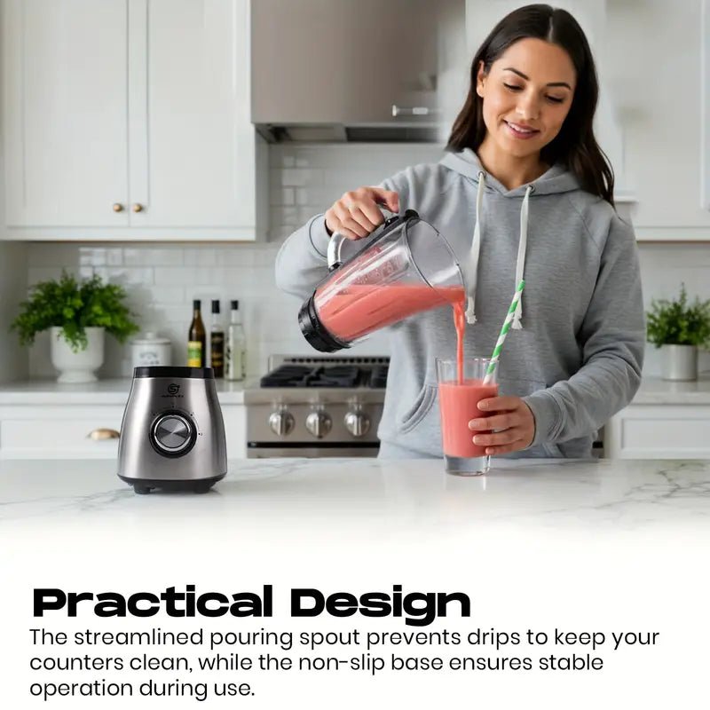 1.5L Glass Jug Blender with 800W Motor & Stainless Steel 4-Blade System - Image 6