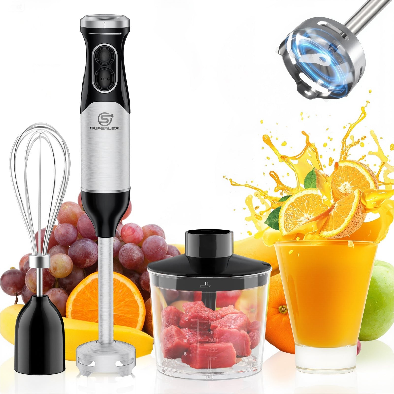 3-in-1 Hand Blender with 350W Motor & 304 Stainless Steel Blades - Image 8