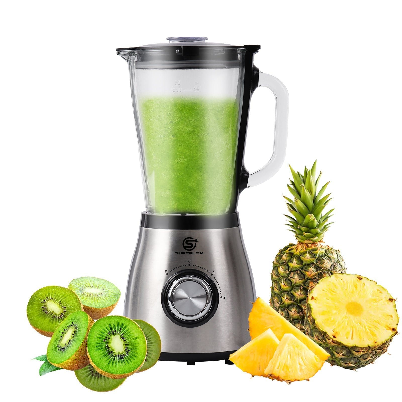 1.5L Glass Jug Blender with 800W Motor & Stainless Steel 4-Blade System - Image 8