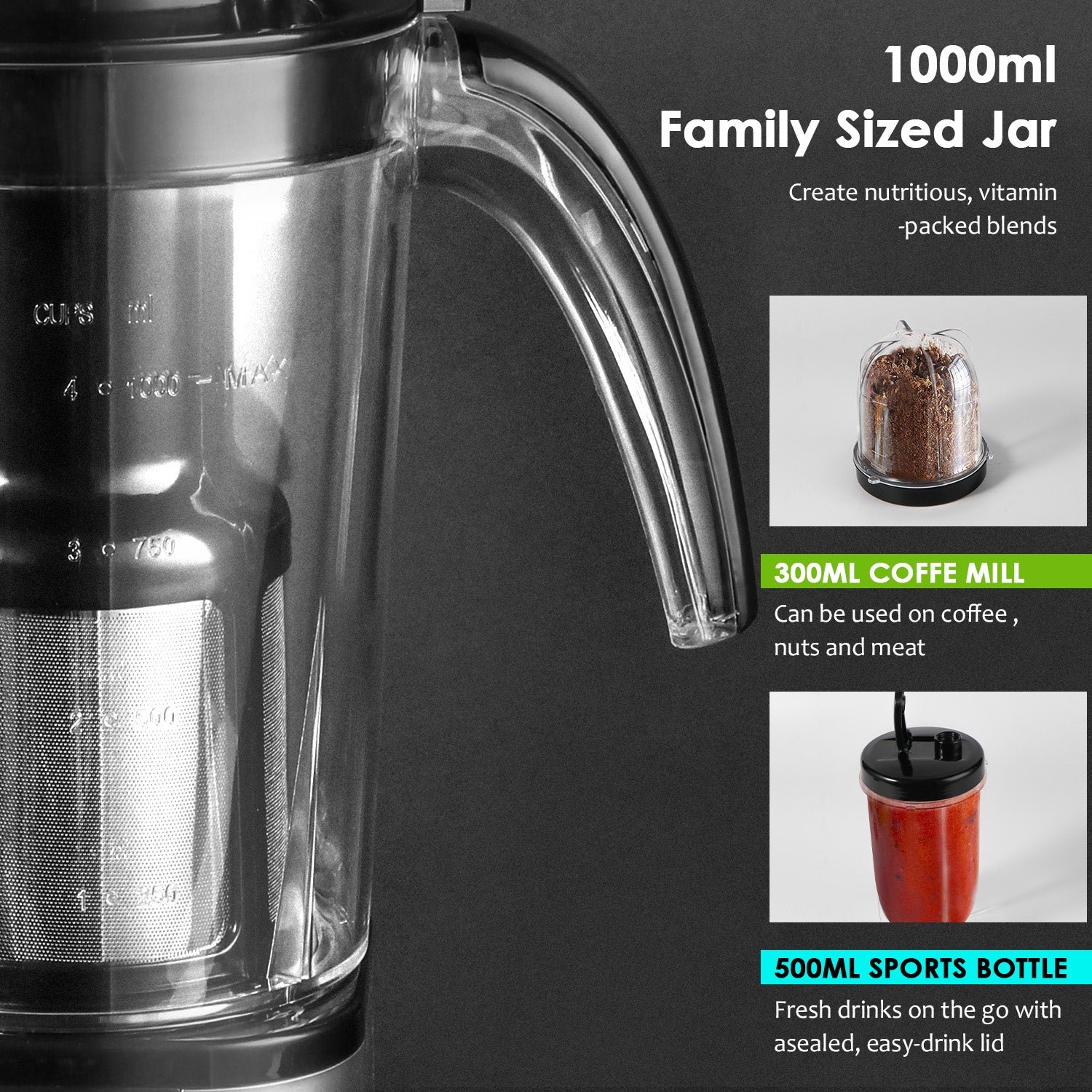 3 in 1 Jug Blender with Multi-Function Blades and High-Speed Performance - Image 4