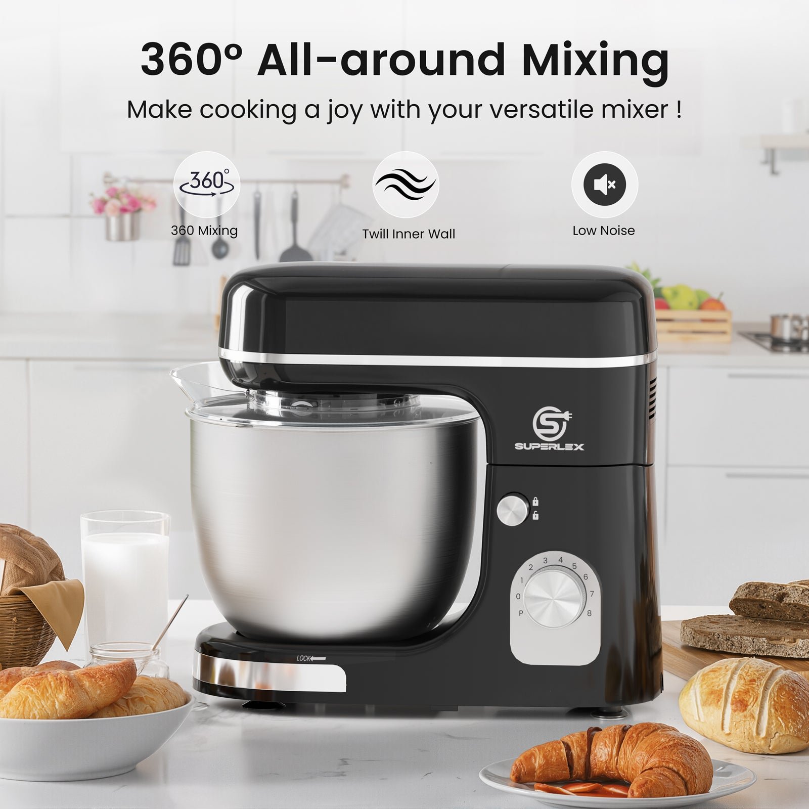 5L Stand Mixer with 1300W Motor & Multi-Function Attachments - Image 2