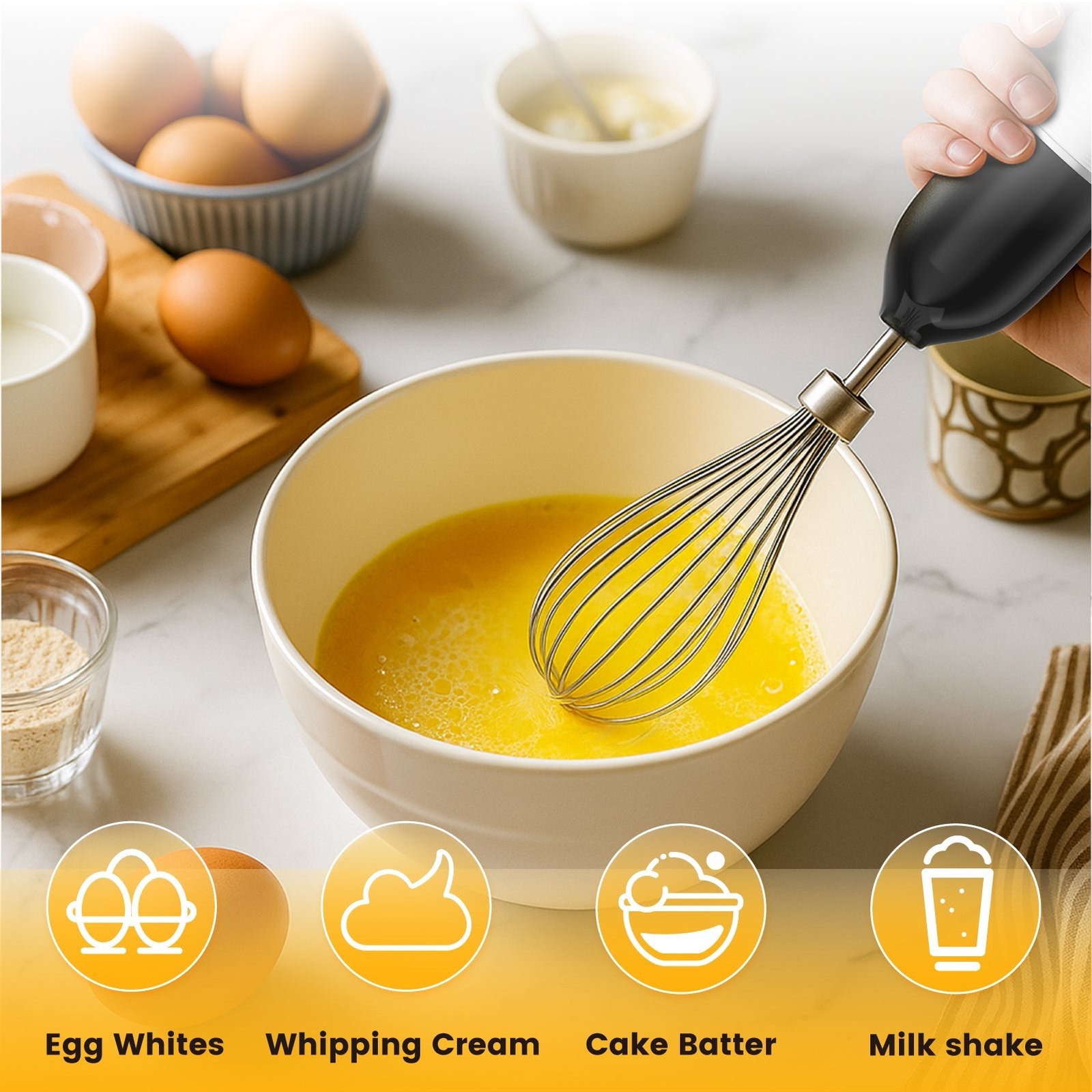 3-in-1 Hand Blender with 350W Motor & 304 Stainless Steel Blades - Image 3