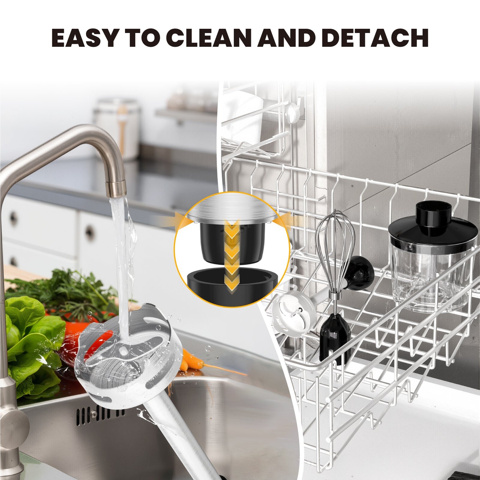 3-in-1 Hand Blender with 350W Motor & 304 Stainless Steel Blades - Image 4