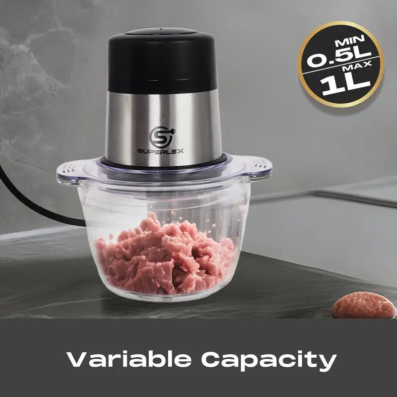1L Mini Chopper with 300W Motor & SUS420 Stainless Steel Blades - Image 4