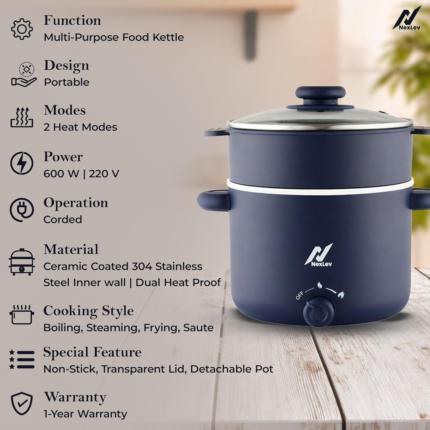 Nexlev Multipurpose Electric Food Kettle KE-02 - Image 8