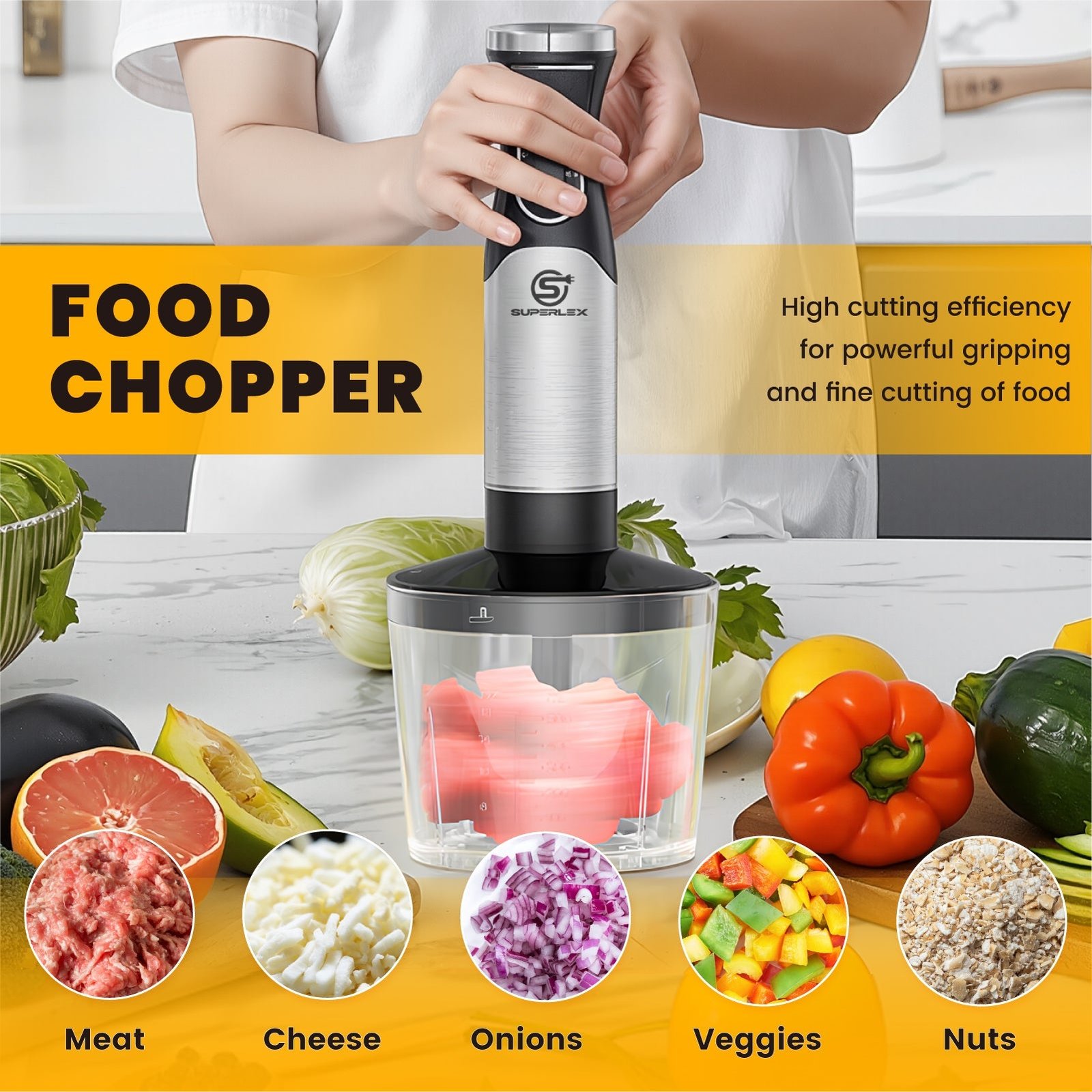3-in-1 Hand Blender with 350W Motor & 304 Stainless Steel Blades - Image 6