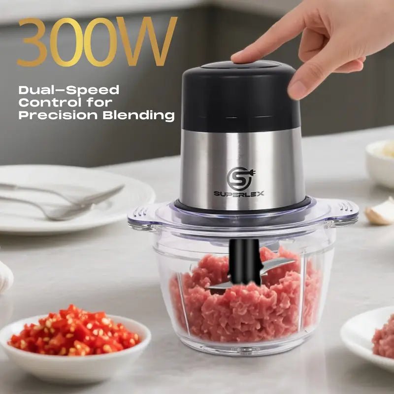 1L Mini Chopper with 300W Motor & SUS420 Stainless Steel Blades - Image 2