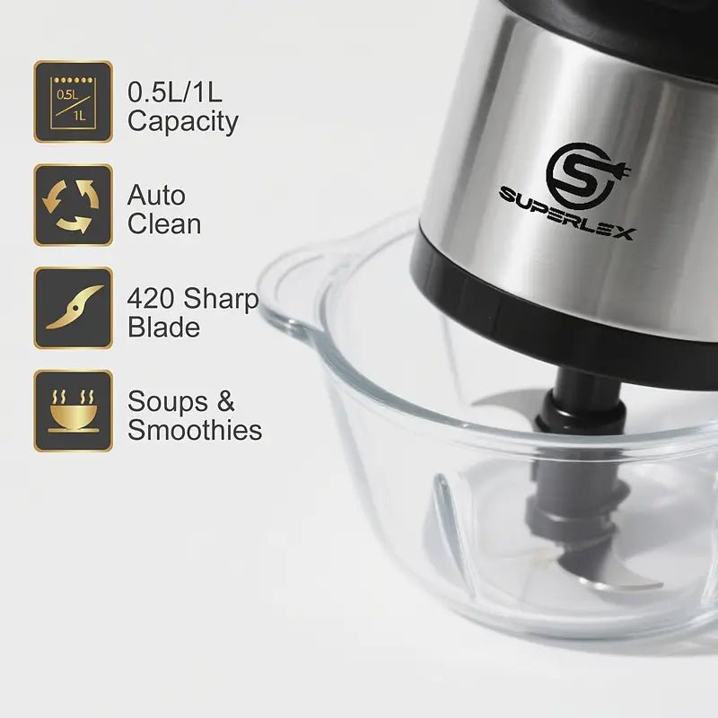 1L Mini Chopper with 300W Motor & SUS420 Stainless Steel Blades - Image 5