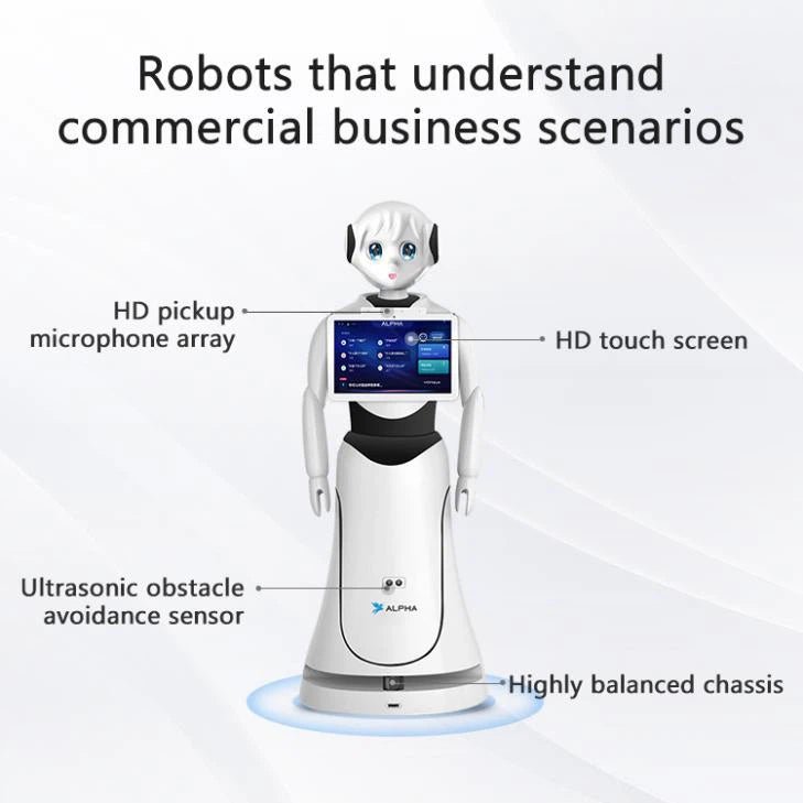 Alpha Robotics Reception Hall Robot Alice – AI-Powered Multilingual Assistant with Laser Navigation & 13.3" Touchscreen - Image 2